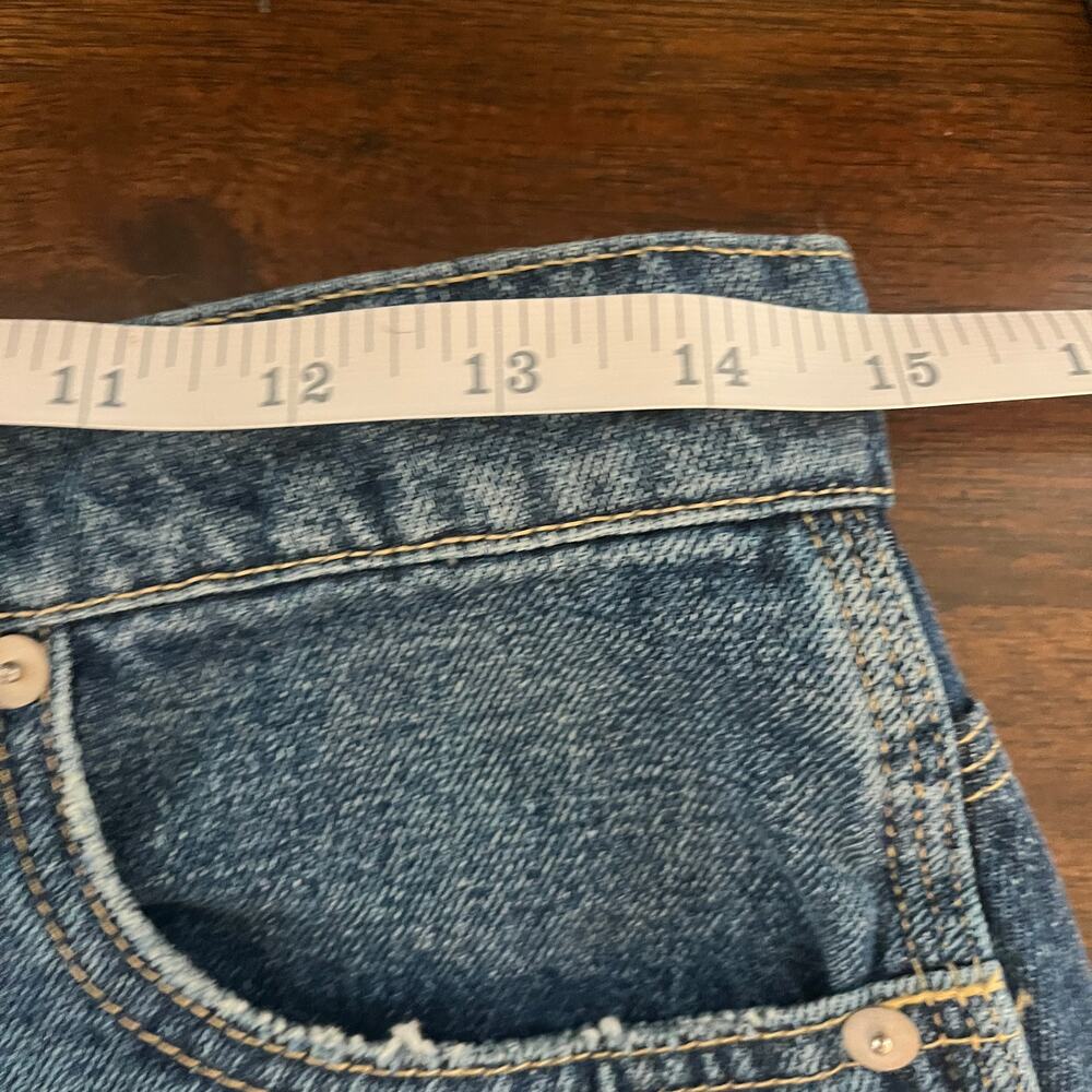 Madewell Raw Hem Rigid Denim Straight Mini Skirt Maxdale Wash Blue Size 28 - Picture 7 of 8